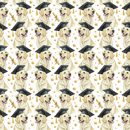 Yellow Labrador Retriever Graduation Wrapping Paper — repeating pattern tile