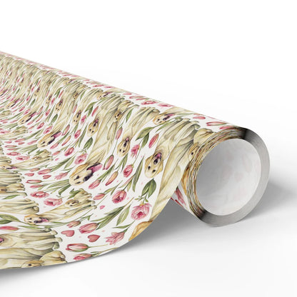 Yellow Labrador & Spring Tulips Wrapping Paper — paper roll