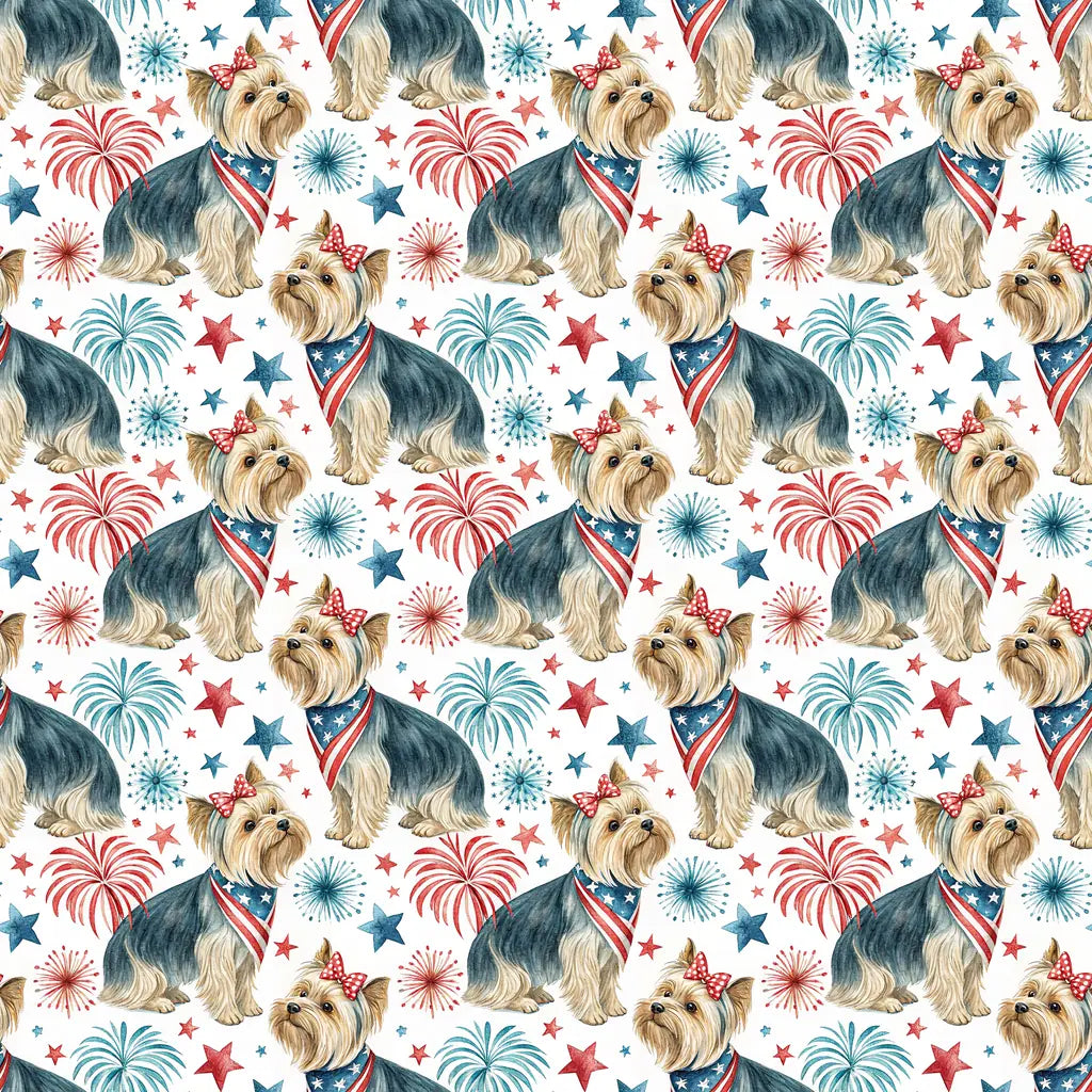 Yorkshire Terrier Americana Wrapping Paper — repeating pattern tile