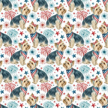 Yorkshire Terrier Americana Wrapping Paper — repeating pattern tile