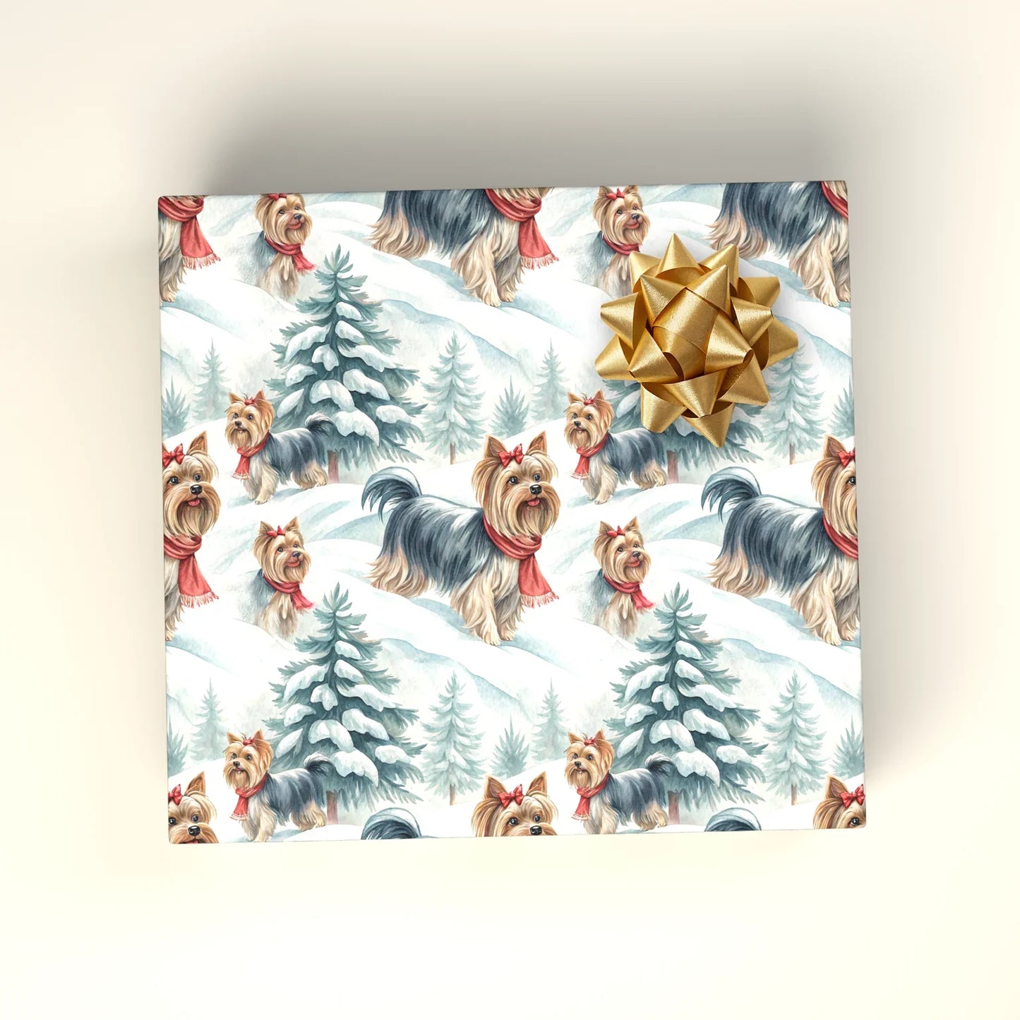 Yorkshire Terrier Christmas Wrapping Paper — wrapped gift presentation