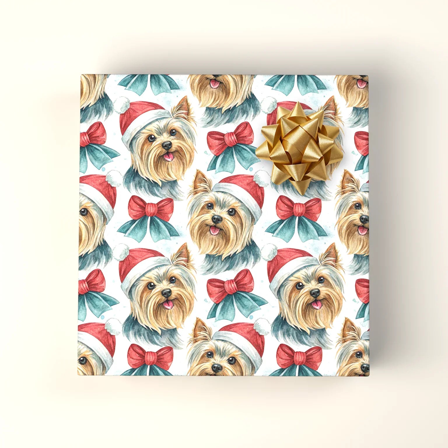 Yorkshire Terrier Christmas Wrapping Paper — wrapped gift presentation
