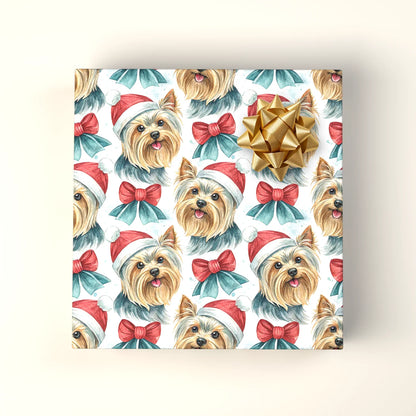 Yorkshire Terrier Christmas Wrapping Paper — wrapped gift presentation