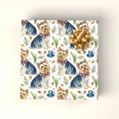 Yorkshire Terrier Christmas Wrapping Paper — wrapped gift presentation
