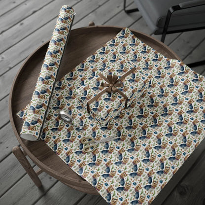 Yorkshire Terrier Christmas Wrapping Paper — gift wrapping presented on a wooden table