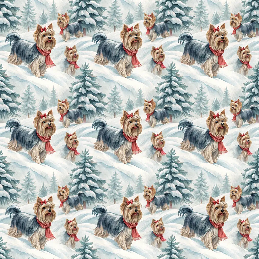 Yorkshire Terrier Christmas Wrapping Paper — repeating pattern tile