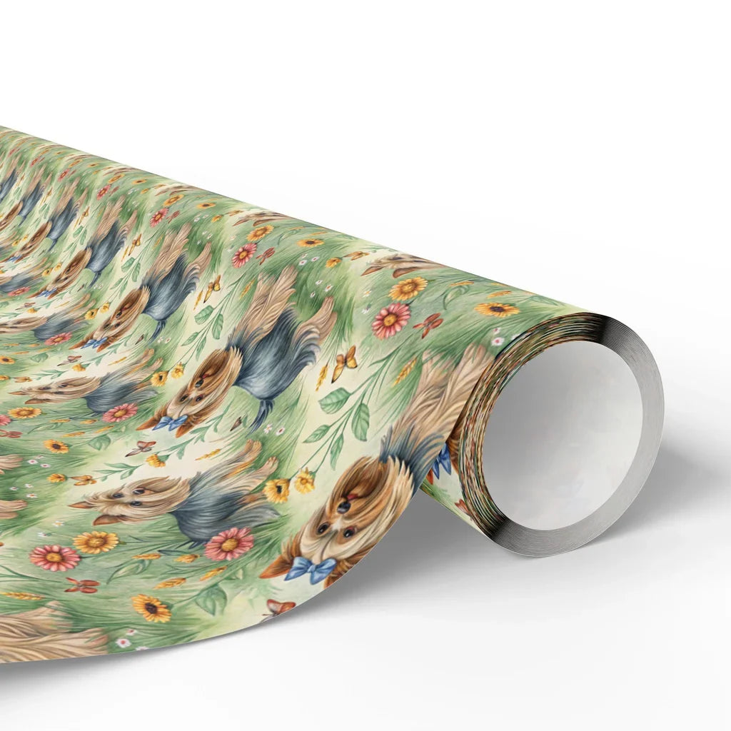Yorkshire Terrier Garden Wrapping Paper — paper roll