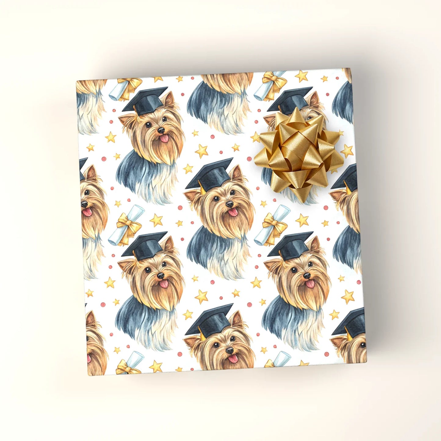 Yorkshire Terrier Graduation Wrapping Paper — wrapped gift presentation