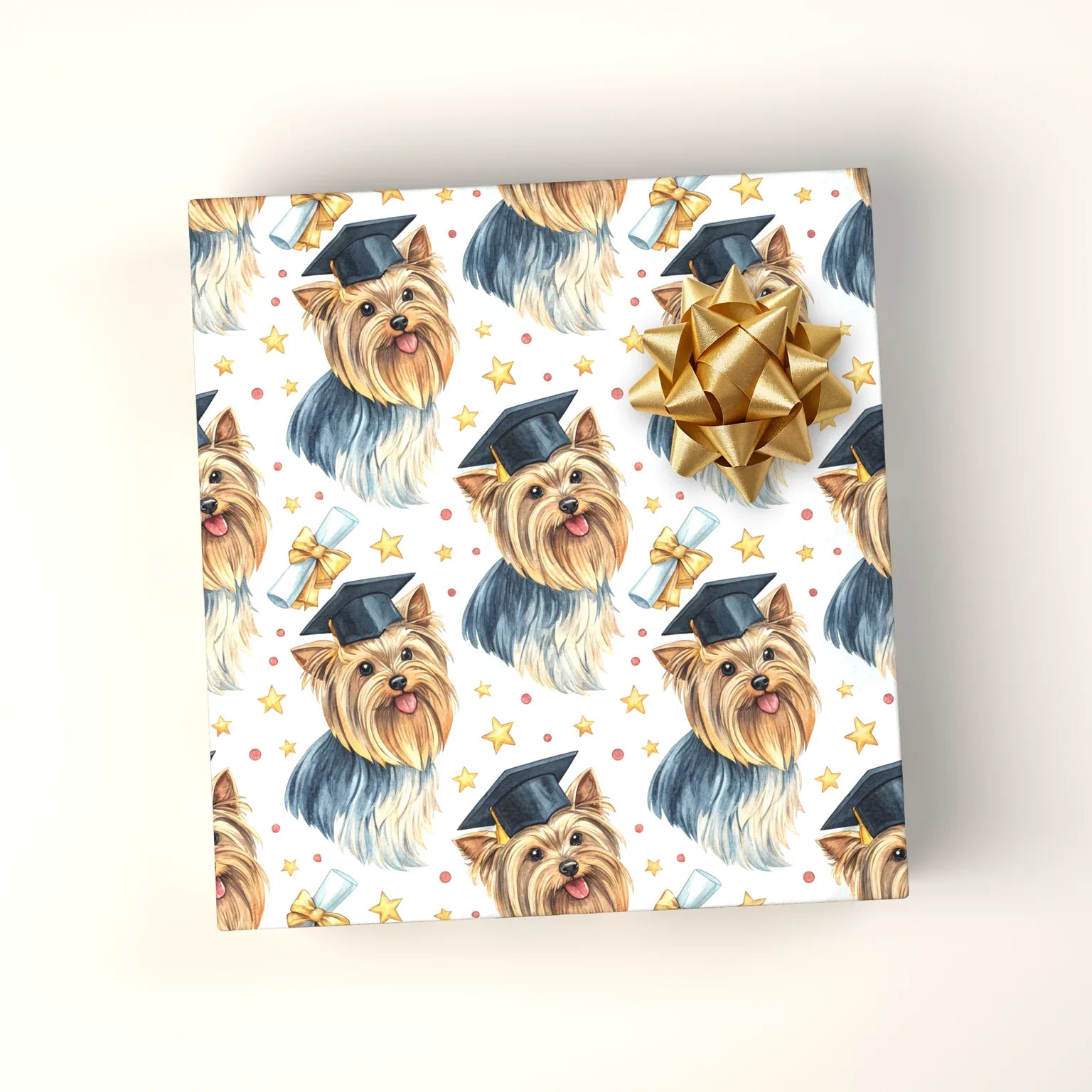 Yorkshire Terrier Graduation Wrapping Paper — wrapped gift presentation