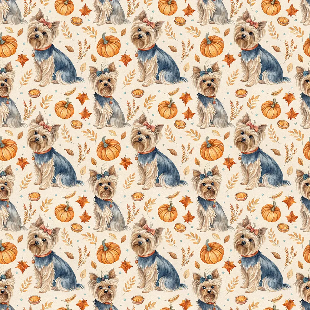 Yorkshire Terrier Thanksgiving Wrapping Paper — repeating pattern tile