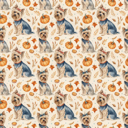 Yorkshire Terrier Thanksgiving Wrapping Paper — repeating pattern tile